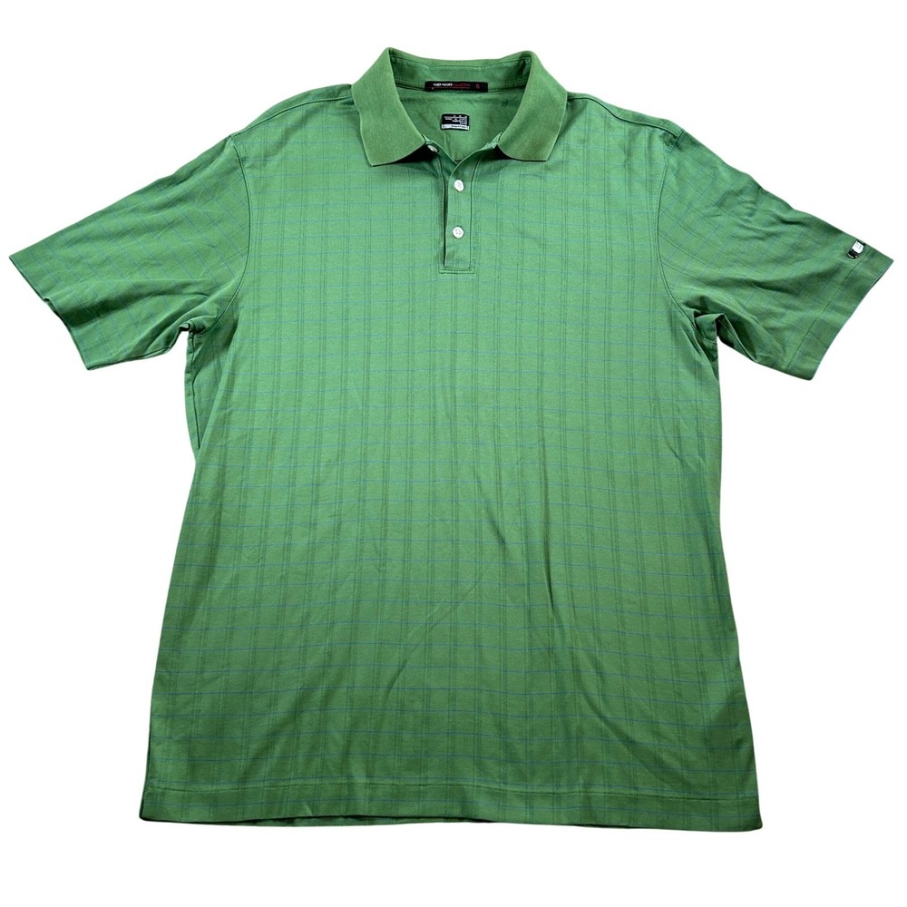 Nike Tiger Woods Collection Mens Green Plaid Polo Shirt Size M 256443-363